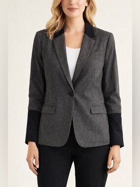 Rag & Bone Wool Blazer Colourblock Grey & Black Size 4 Timeless Classy Chic